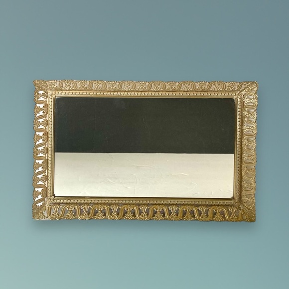 1954 Hollywood Regency Standing Mirror Vanity Display Tray 10x15” w/ Note - Picture 3 of 12